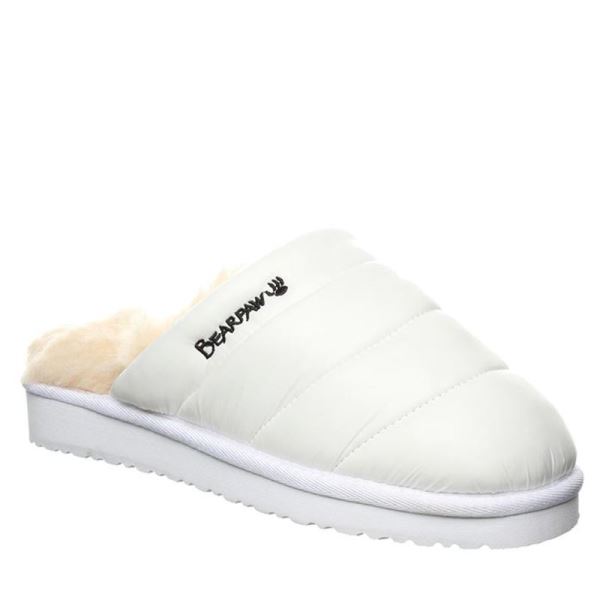 Pantofole Donna Bearpaw Puffy Pantofole Bianche | 9435-MUNTA